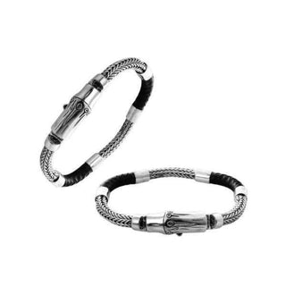 Sterling Silver & Round Braided Leather Bracelet Bracelets - Picayune Cellars & Mercantile