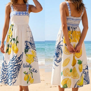 Summer Print Midi Dress Women's Apparel - Picayune Cellars & Mercantile