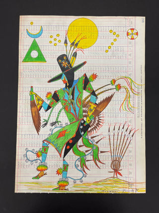 Terrance Guardipee "Spring Prairie Chicken Dancer" Ledger Art Artwork - Picayune Cellars & Mercantile