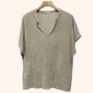 Terry Cotton V - neck Shirt Women's Apparel - Picayune Cellars & Mercantile