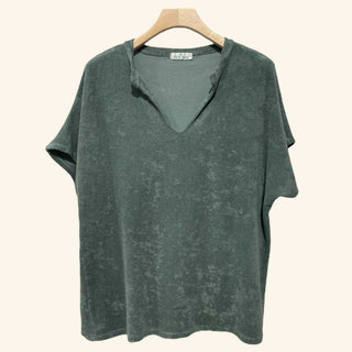 Terry Cotton V - neck Shirt Women's Apparel - Picayune Cellars & Mercantile