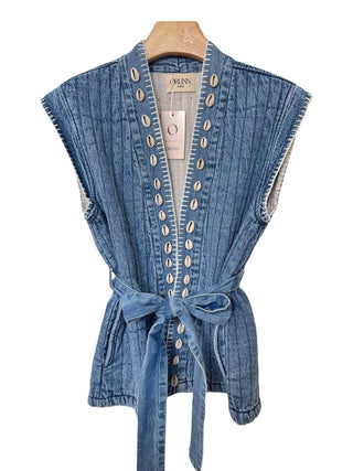 Tie - Belt Denim Vest Women's Apparel - Picayune Cellars & Mercantile