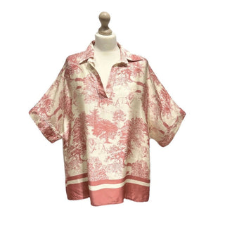 Toile de Jouy Print Short - Sleeved Blouse Women's Apparel - Picayune Cellars & Mercantile