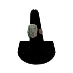 Tourmaline & Ruby Fuchsite Double Stone Adjustable Ring