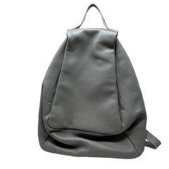 Triangular Full Leather 4-Zip Backpack