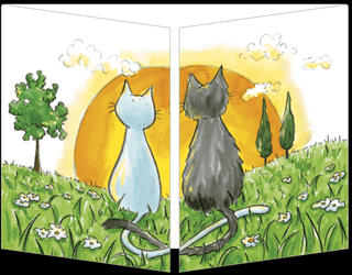 Trifold Card "Cats at Sunrise" Cards - Picayune Cellars & Mercantile