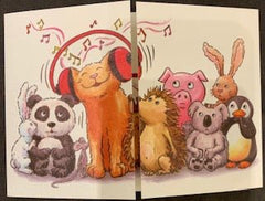 Trifold Card Fun Red Headphone