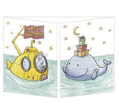 Trifold Card Happy Birthday Yellow Submarine