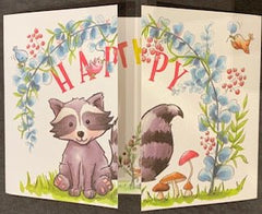Trifold Card Happy Raccoon