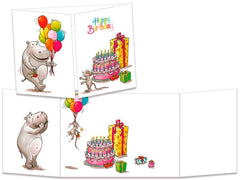 Trifold Card Hippo, Balloon, Gift