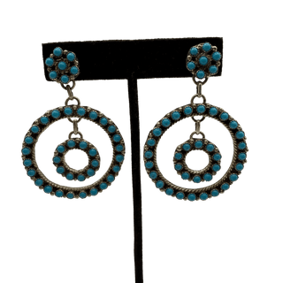 Turquoise Double Circle Earrings Earrings - Picayune Cellars & Mercantile