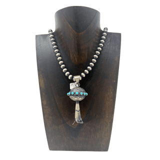 Turquoise Stamped Squash Blossom Pendant Pendants/Necklaces - Picayune Cellars & Mercantile