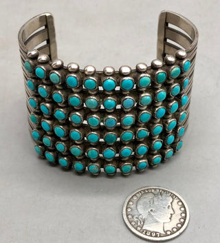 Vintage Six Row Snake Eye Turquoise Cuff Bracelets - Picayune Cellars & Mercantile