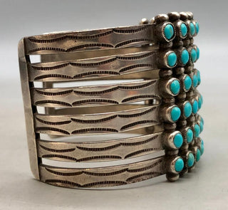 Vintage Six Row Snake Eye Turquoise Cuff Bracelets - Picayune Cellars & Mercantile