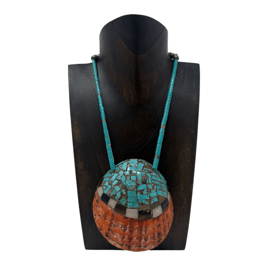 Vintage Turquoise and Spiny Oyster Pendant Necklace Pendants/Necklaces - Picayune Cellars & Mercantile