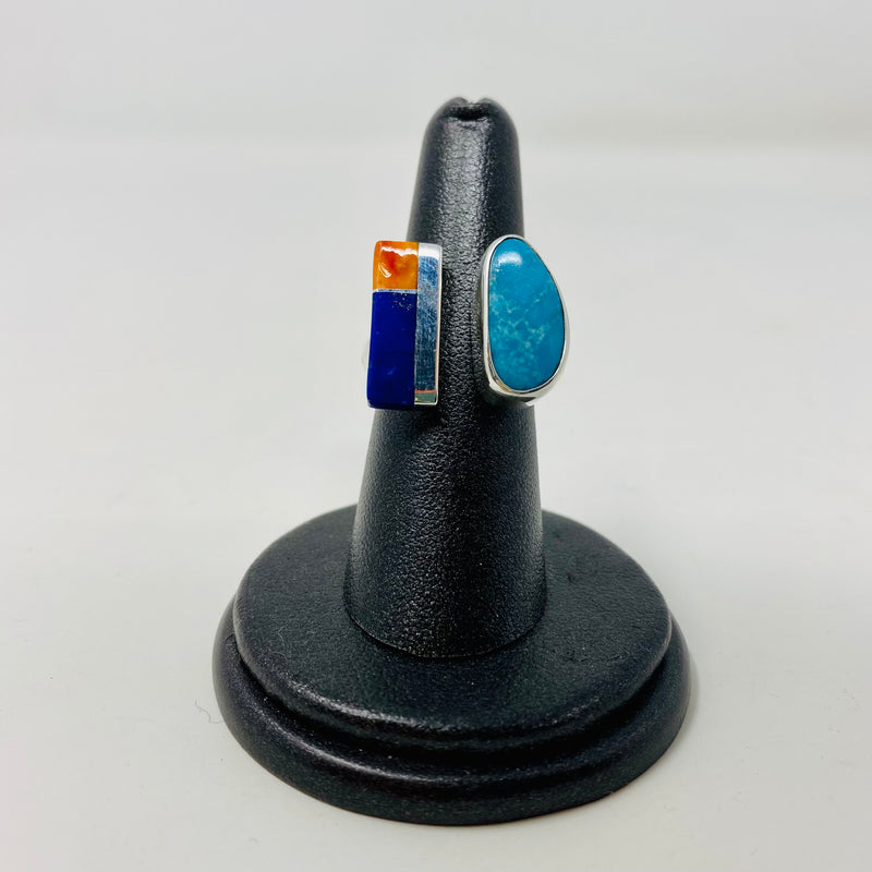 Turquoise and Lapis Open Ring