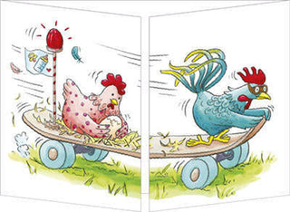 Trifold Card "Chicken Skateboarding"