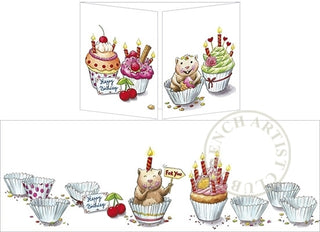Trifold Card "Chipmunks with Cupcakes"