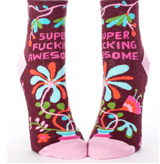 Blue Q Women's Ankle Socks "Super Fucking Awesome"