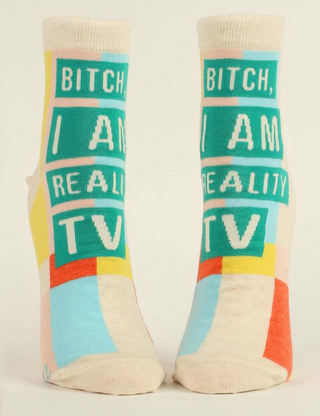 Blue Q Ankle Socks "Bitch I am Reality TV"