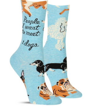 Blue Q Women's Crew Socks "People I want to Meet: Dogs"