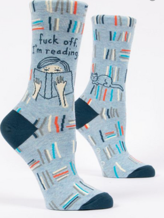 Blue Q Women's Crew Socks "Fuck Off I'm Reading"