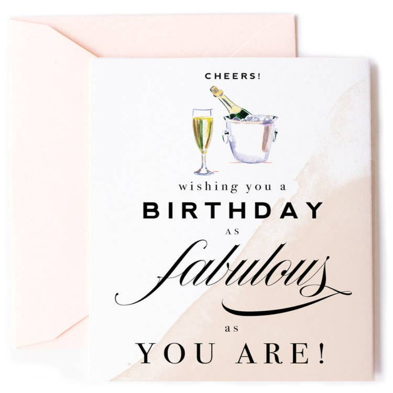 "Cheers Fabulous Champagne" Birthday Card