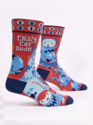 Blue Q Men's Socks "Crazy Cat Dude"