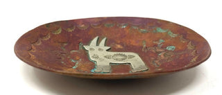 Vintage Glacier Park Copper Dish with Silver "Goat" Inlay