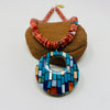 Double Sided Mosaic Necklace Circular Pendant