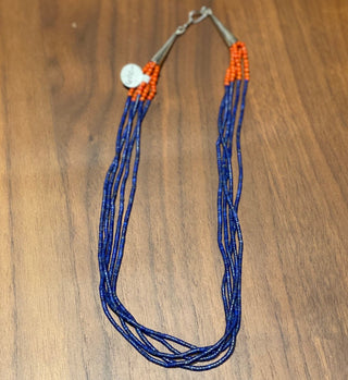 Multi-Strand Lapis and Spiny Oyster Necklace