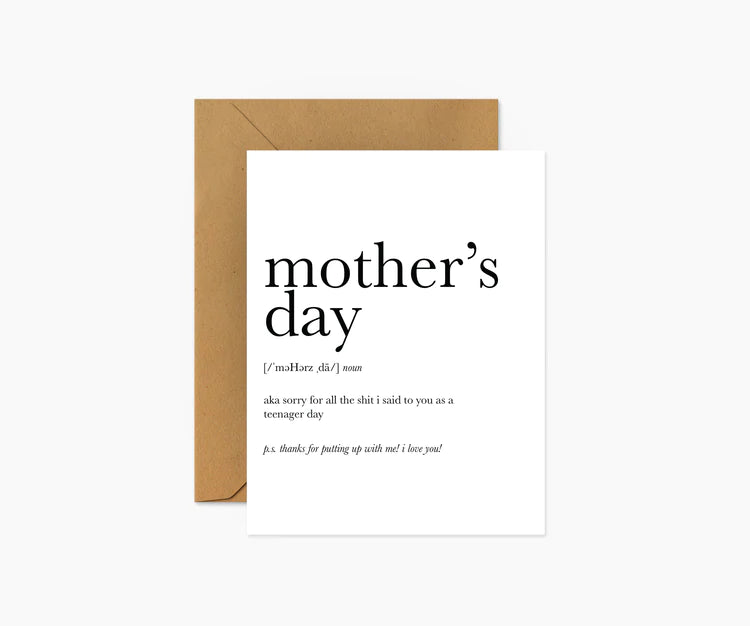 "Mother's Day Definition" (AKA Sorry) Card
