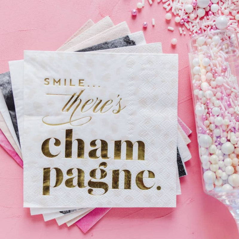 "Smile There's Champagne" Paper Napkin
