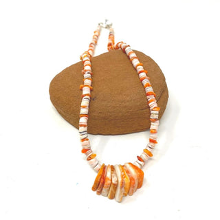 Orange and White Spiny Oyster Necklace
