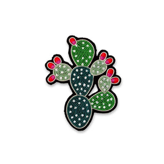 "Prickly Pear Cactus" Embroidered Brooch