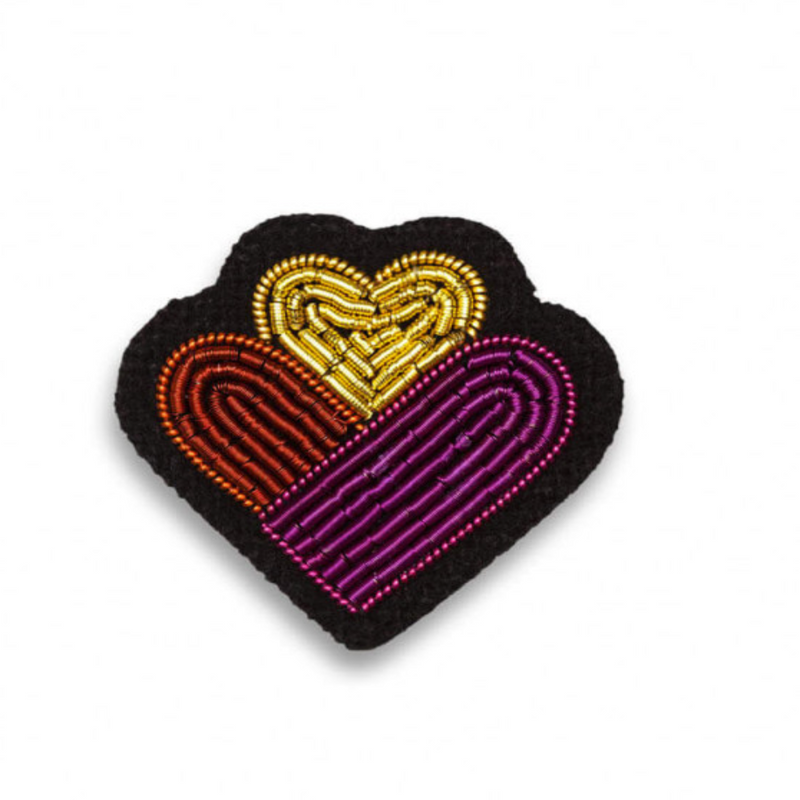 "Mini Family Heart" Embroidered Brooch