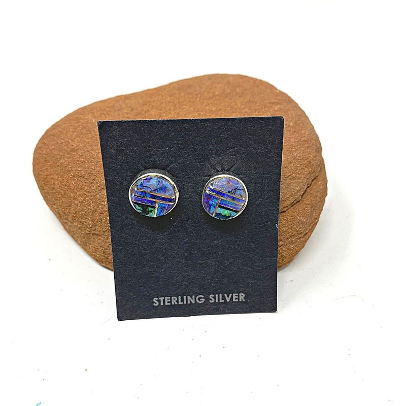 Small Round Inlay Earrings