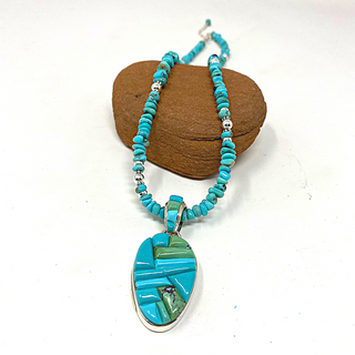 Royston Turquoise Necklace with Pendant - C. Begay