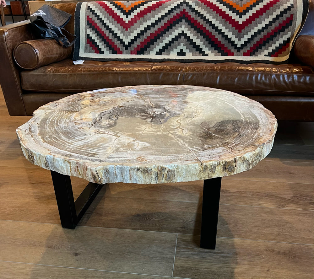round wooden coffee table