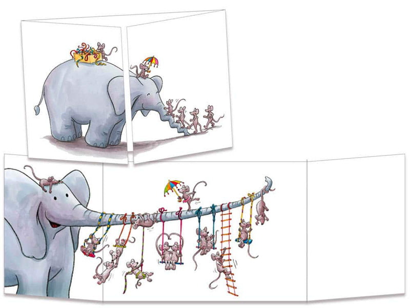 Trifold Card "Elephant & Mice Circus"