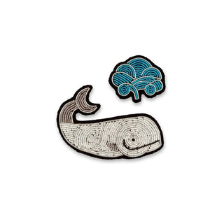 "Whale with Spout" Embroidered Brooch